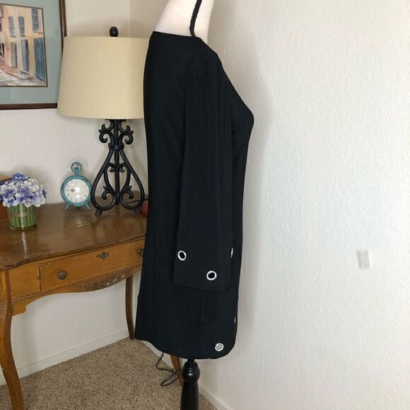 Joseph Ribkoff Black A Line Dress With Crystal Bead Detail Mob Wife Style Size 4 - Picture 10 of 13